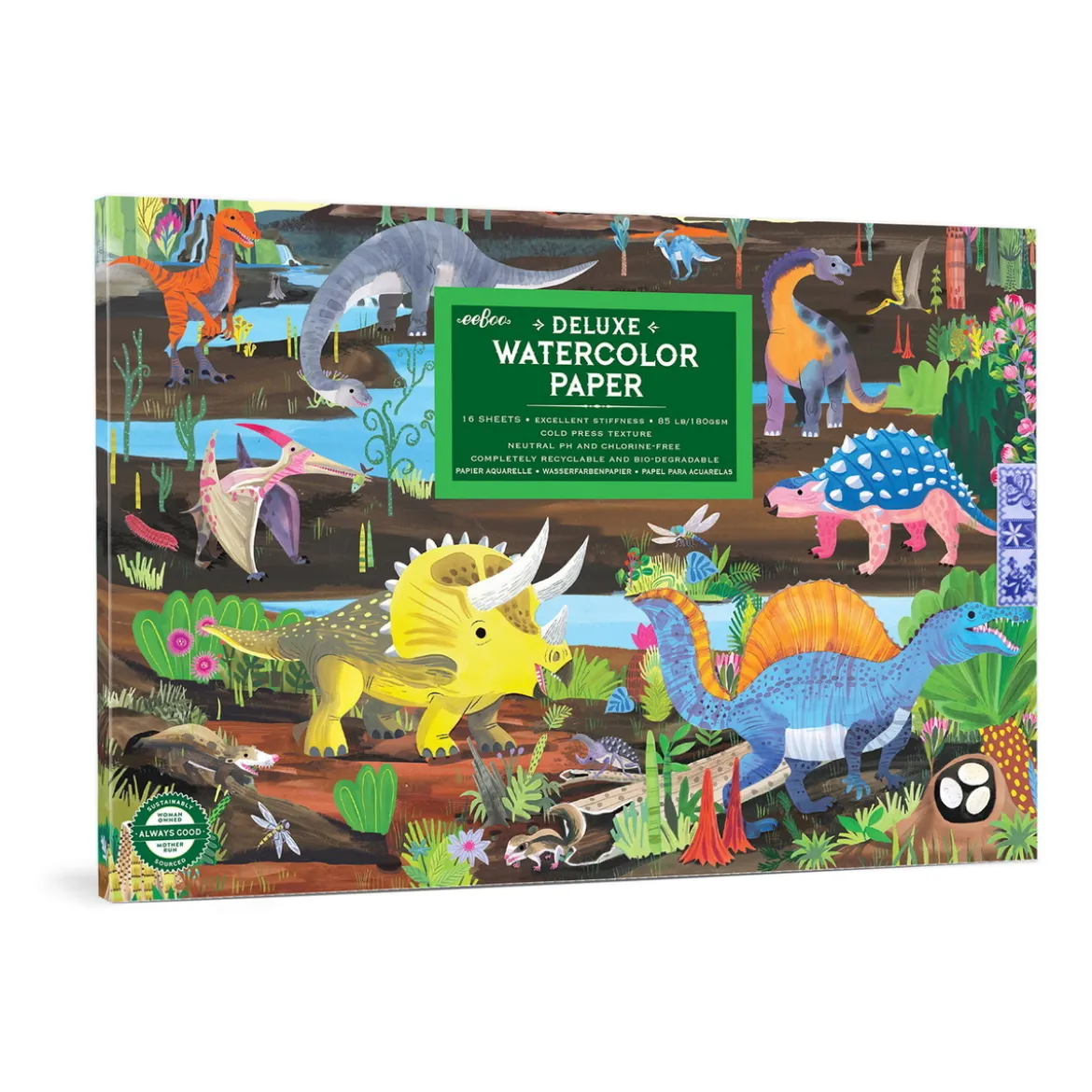 Akvarellblock dinosaurier, 24×16,5 cm, 16 ark
