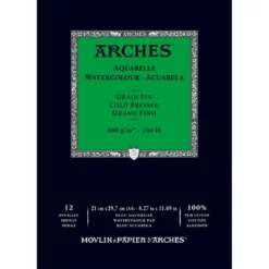 Arches akvarellblock GF, CP, A4 – 210×297 mm, 12 ark, 300 g/m²