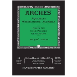 Arches akvarellblock GF, CP, A5 – 148×210 mm, 12 ark, 300 g/m²