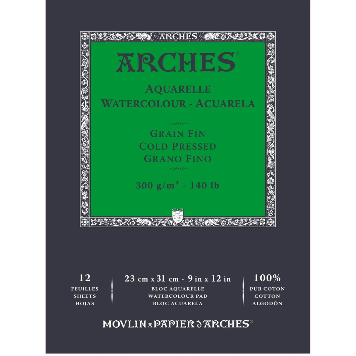 Arches akvarellblock GF, CP – 23×31 cm, 12 ark, 300 g/m²