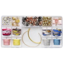 Armbands-kit, allt för att skapa tygarmband – bling, pärlor, tassels & rosetter!