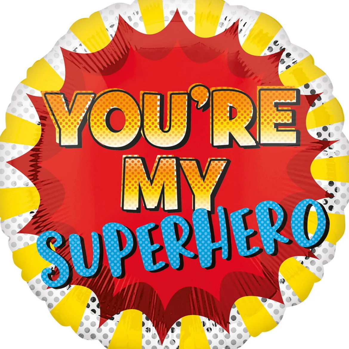 Ballong Ø35 cm – färgglad ballong med texten "You´re my superhero"