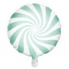 Ballong Ø35 cm – vit ballong med mintgrön virvel / swirl