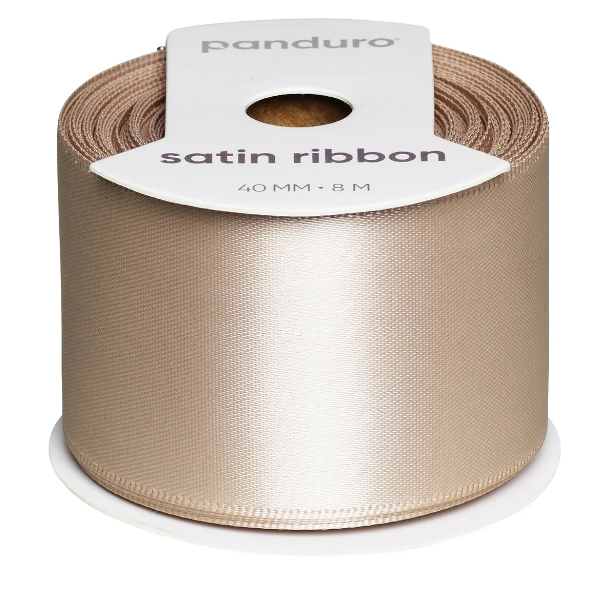 Beige satinband – 40 mm brett och 8 meter långt