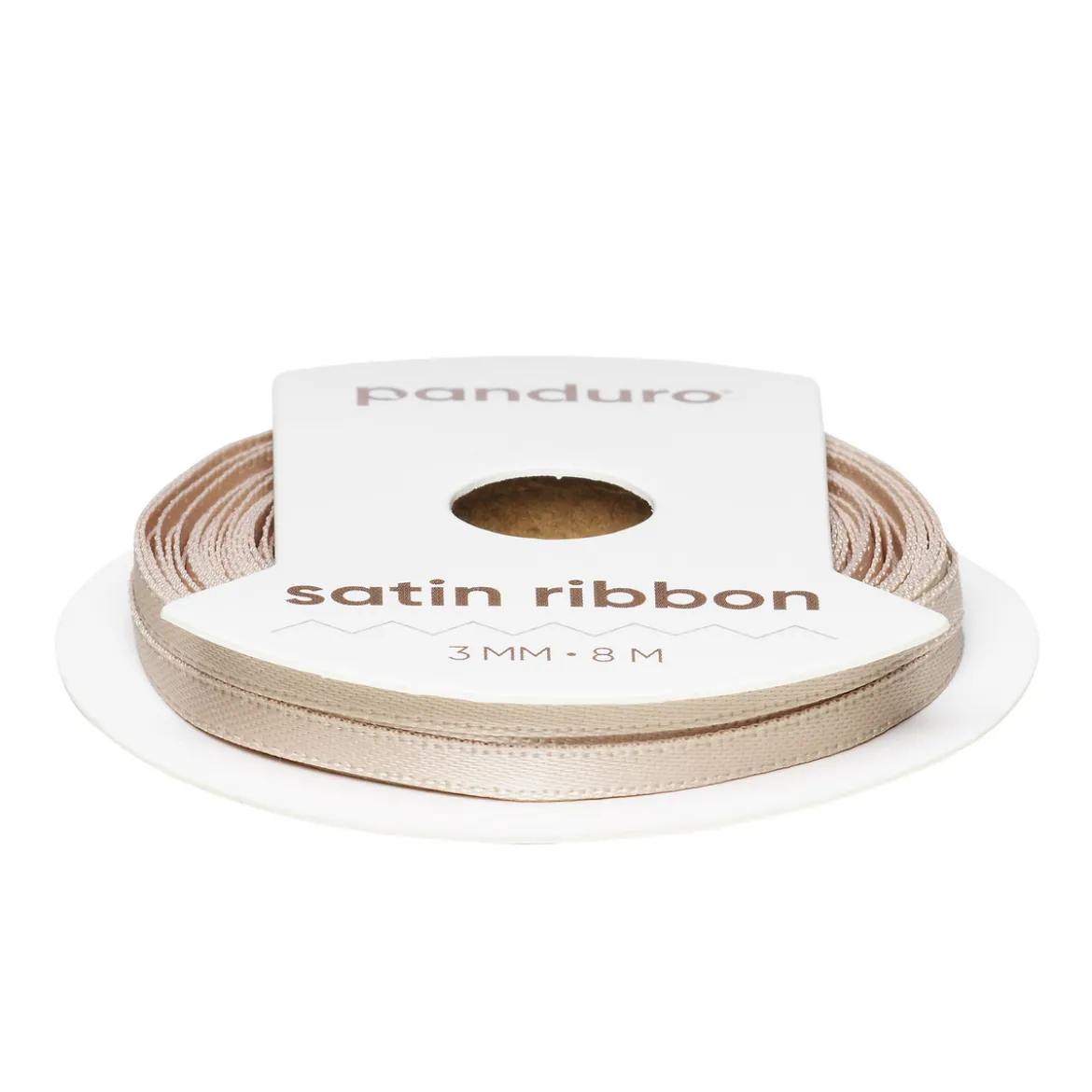 Beige satinband – 3 mm brett och 8 meter långt