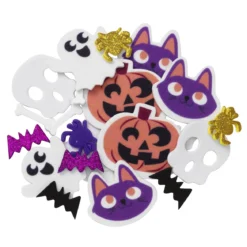 100 bitar med självhäftande funky foam / dekorgummi med roliga halloween-motiv