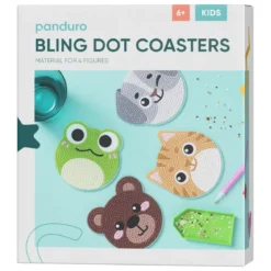 Bling Dots Coasters 4-pack, pärla tokigt söta underlägg med djurmotiv Ø9,5 cm