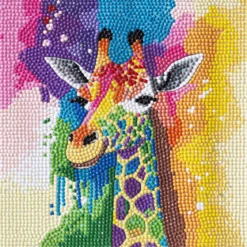 Bling Dots, diamond painting för barn 8+ år regnbågsfärgad giraff 20x20 cm