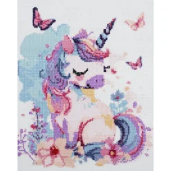 Bling Dots, diamond painting för barn 6+ år, unicorn / enhörning 30×40 cm