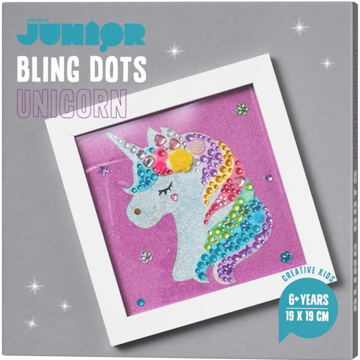 Bling Dots tavla unicorn, diamond painting för barn – bling dots, motiv & tavelram à 19×19 cm