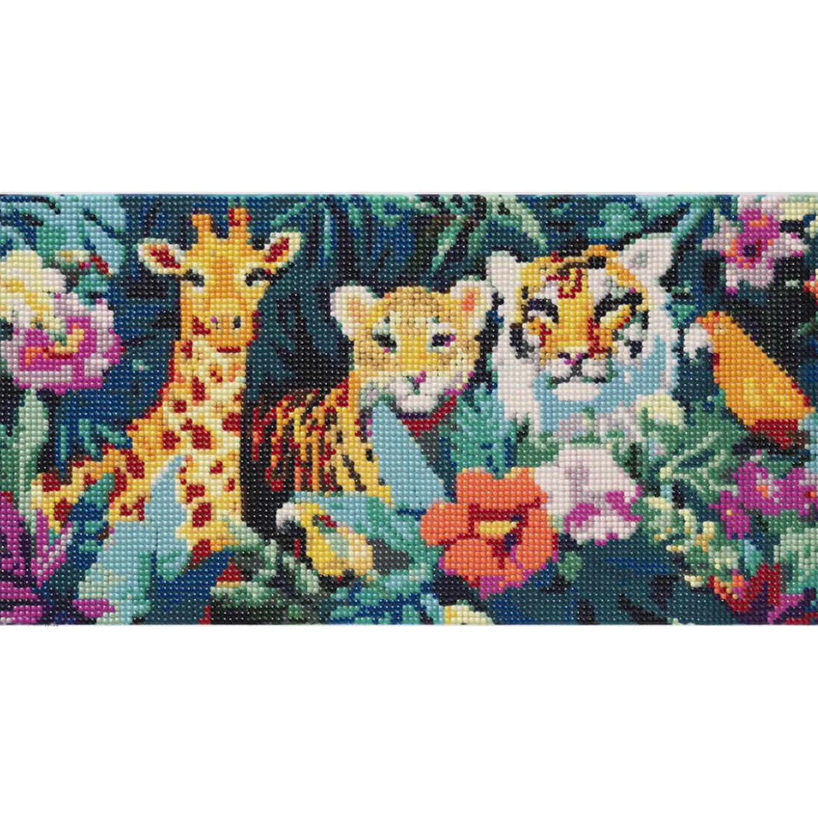 Bling Dots tigerdjungel, diamond painting för barn 8+ år – tigrar och en giraff 40×20 cm