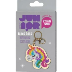 Bling Dots Unicorn nyckelring kit – pärla en söt enhörning, 7,5×10,5 cm