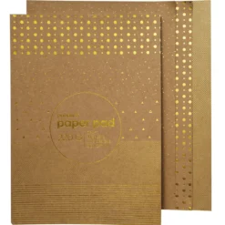 Block med designark A4, kraftpapper med detaljer i guldmetallic, 20 ark, 220 g/m²