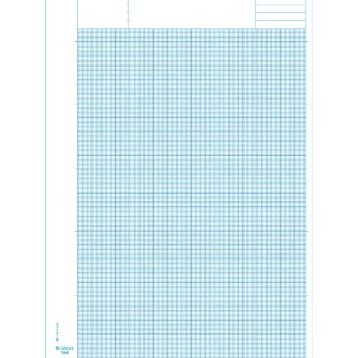 Block med millimeterrutor i blått för ritningar m.m. A4 – 210x297 mm, 50 ark