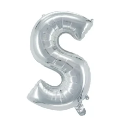 Bokstavsballong S silver 32 cm