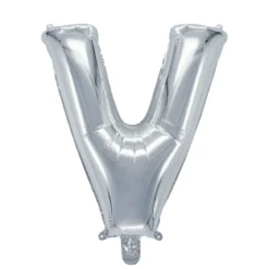 Bokstavsballong V silver 32 cm