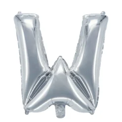 Bokstavsballong W silver 32 cm
