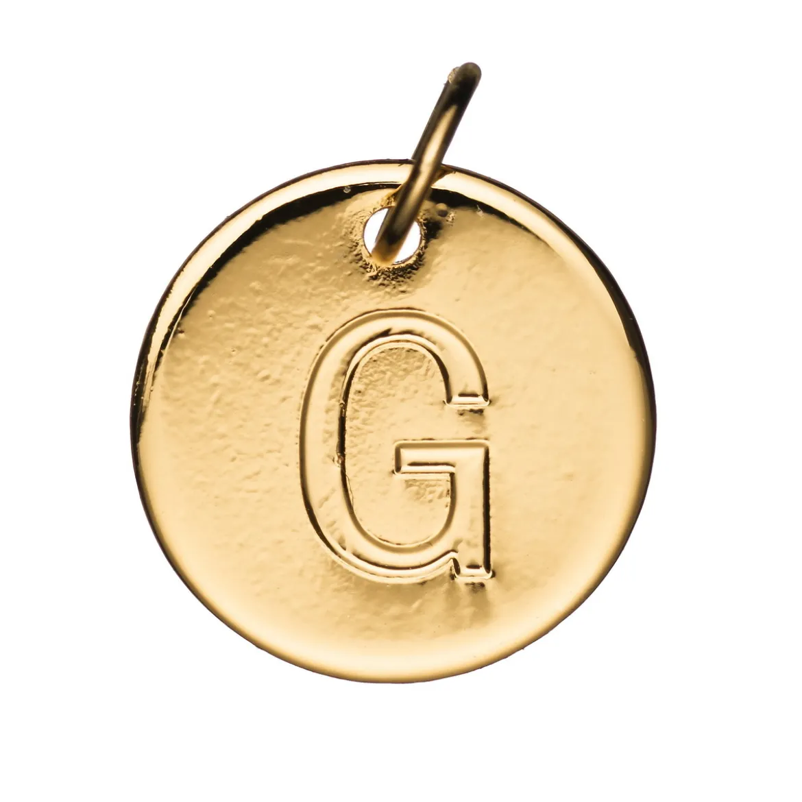 Bokstavshänge cirkel G – Ø12 mm, mässing pläterat med 9 karat guld