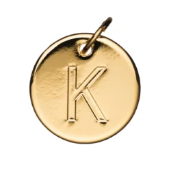 Bokstavshänge cirkel K – Ø12 mm, mässing pläterat med 9 karat guld