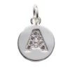 Bokstavshänge cirkel strass A – Ø12 mm, mässing pläterat med 925 sterling silver