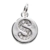 Bokstavshänge cirkel strass S – Ø12 mm, mässing pläterat med 925 sterling silver
