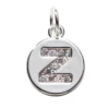 Bokstavshänge cirkel strass Z – Ø12 mm, mässing pläterat med 925 sterling silver