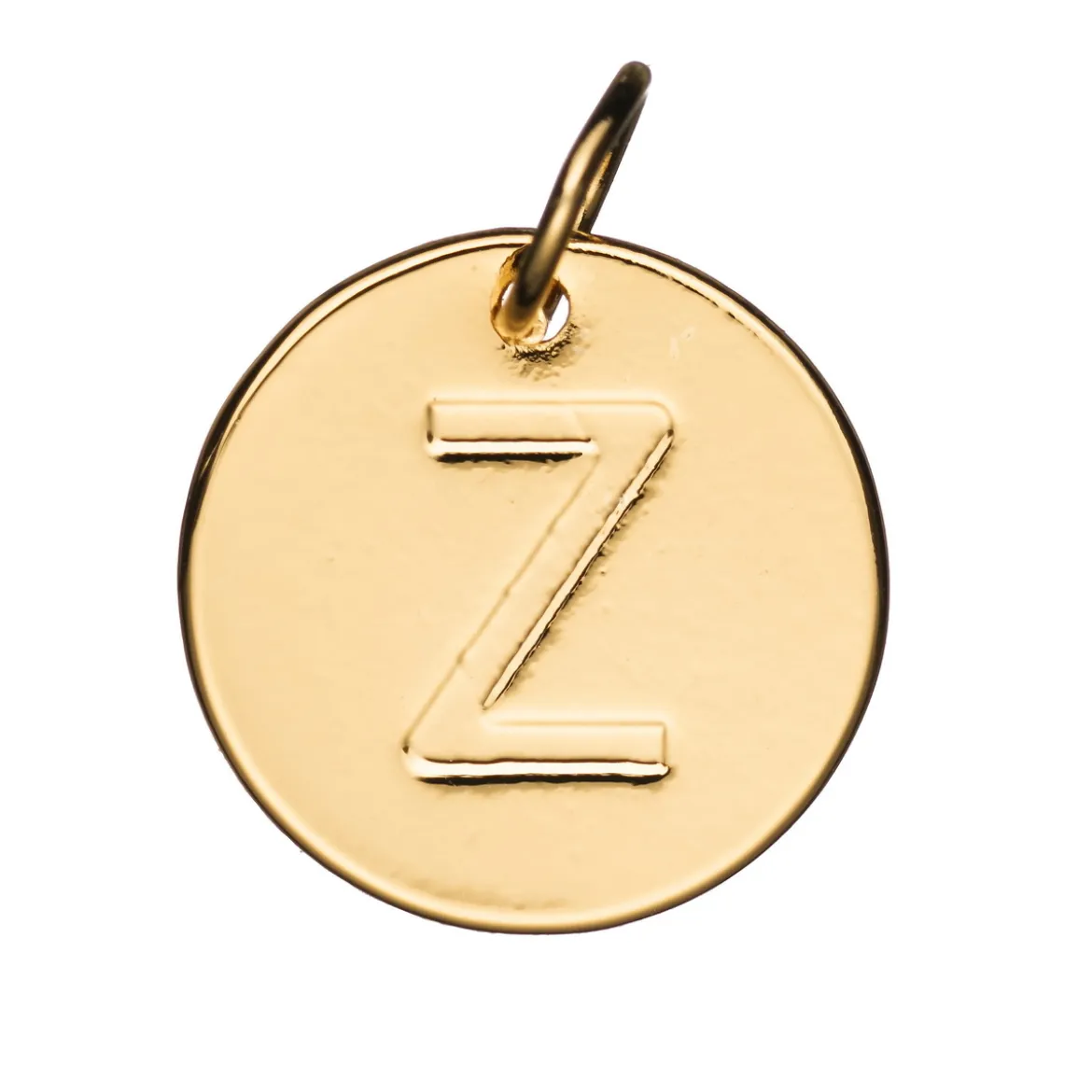 Bokstavshänge cirkel Z – Ø12 mm, mässing pläterat med 9 karat guld