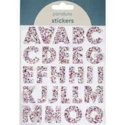 Bokstäver klistermärken A-Z glitter rosa – sammanlagt 50 alfabet stickers, 23 mm höga