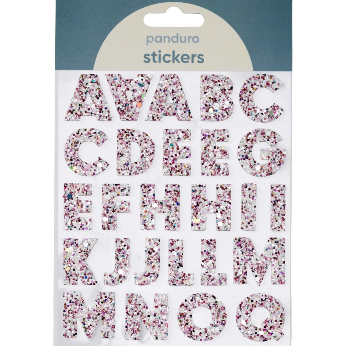 Bokstäver klistermärken A-Z glitter rosa – sammanlagt 50 alfabet stickers, 23 mm höga