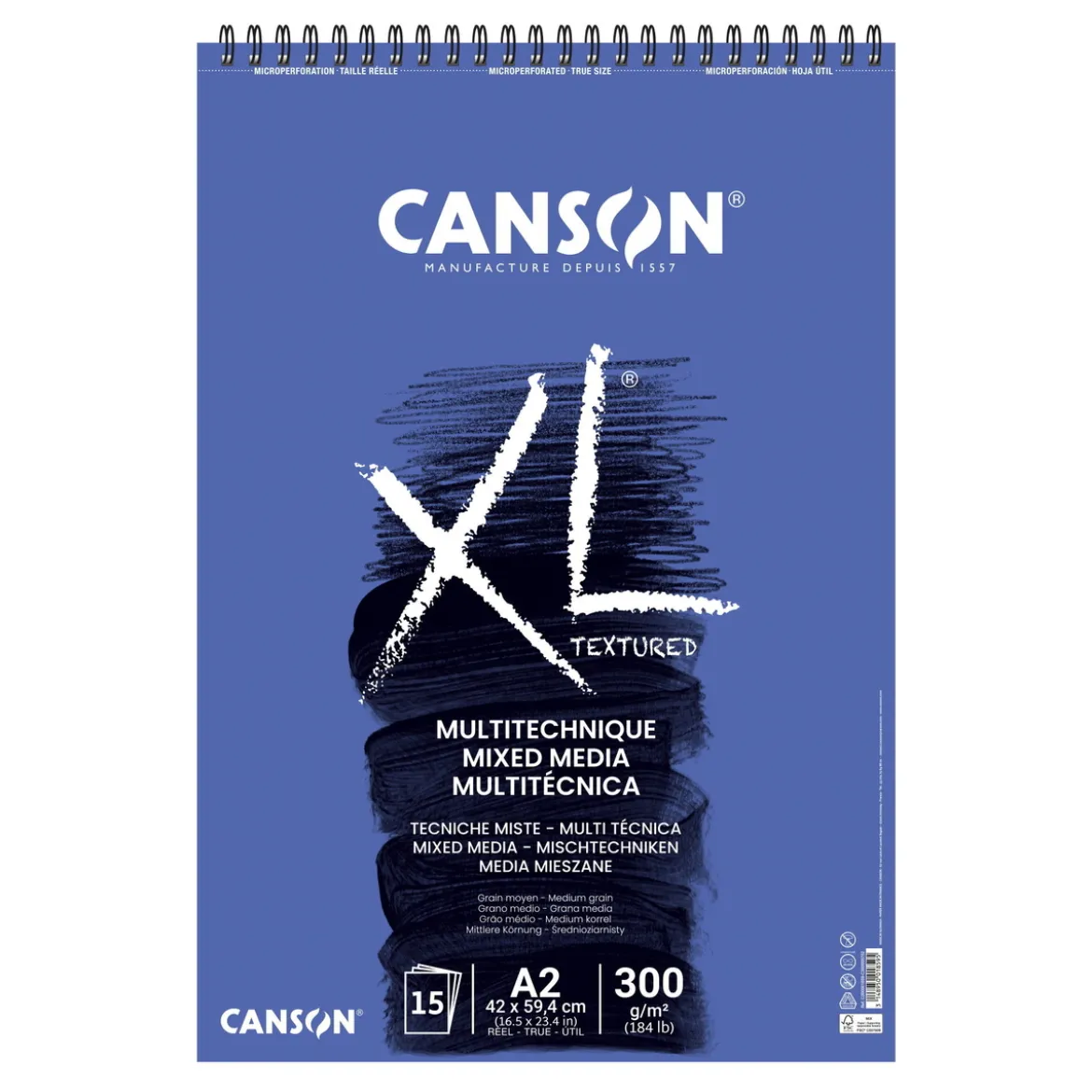 Canson XL Mix-Media block A2 420×594 mm, 15 ark, 300g/m²