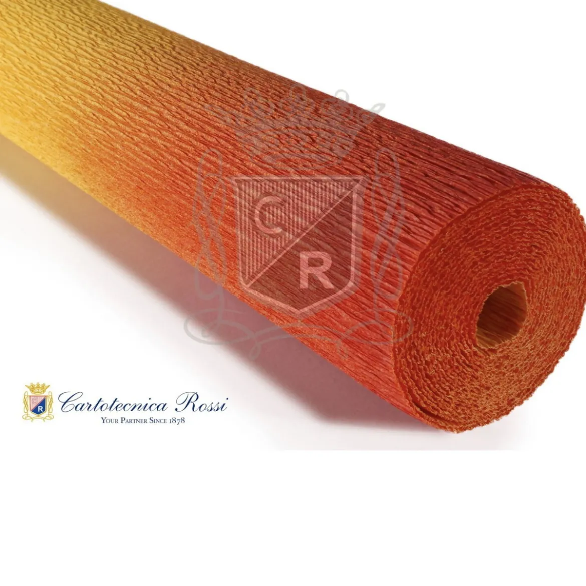 Cartotecnica Rossi kräppapper 576/9 – tonad gul & orange, 180 g rulle (144 g/m²) à 50×250 cm