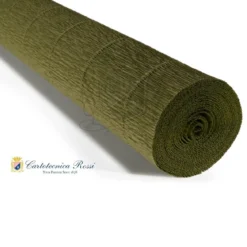 Cartotecnica Rossi kräppapper 17A8 – mossgrön, 180 g rulle (144 g/m²) à 50×250 cm