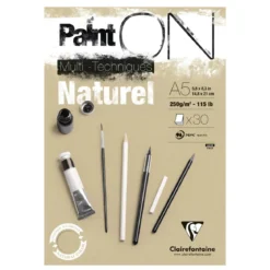 Clairefontaine Paint ON Multi Techniques block A5 (148×210 mm), 30 naturfärgade ark, 250 g/m²