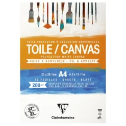 Clarefontaine Canvas Polycotton canvasblock A4 (210×297 mm), 10 ark, 200 g/m²