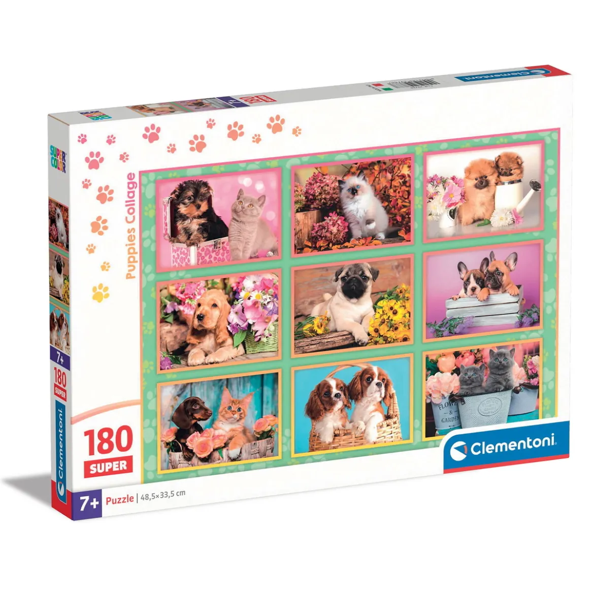 Clementoni pussel – Puppies Collage 180 bitar, 33,5×48,5 cm