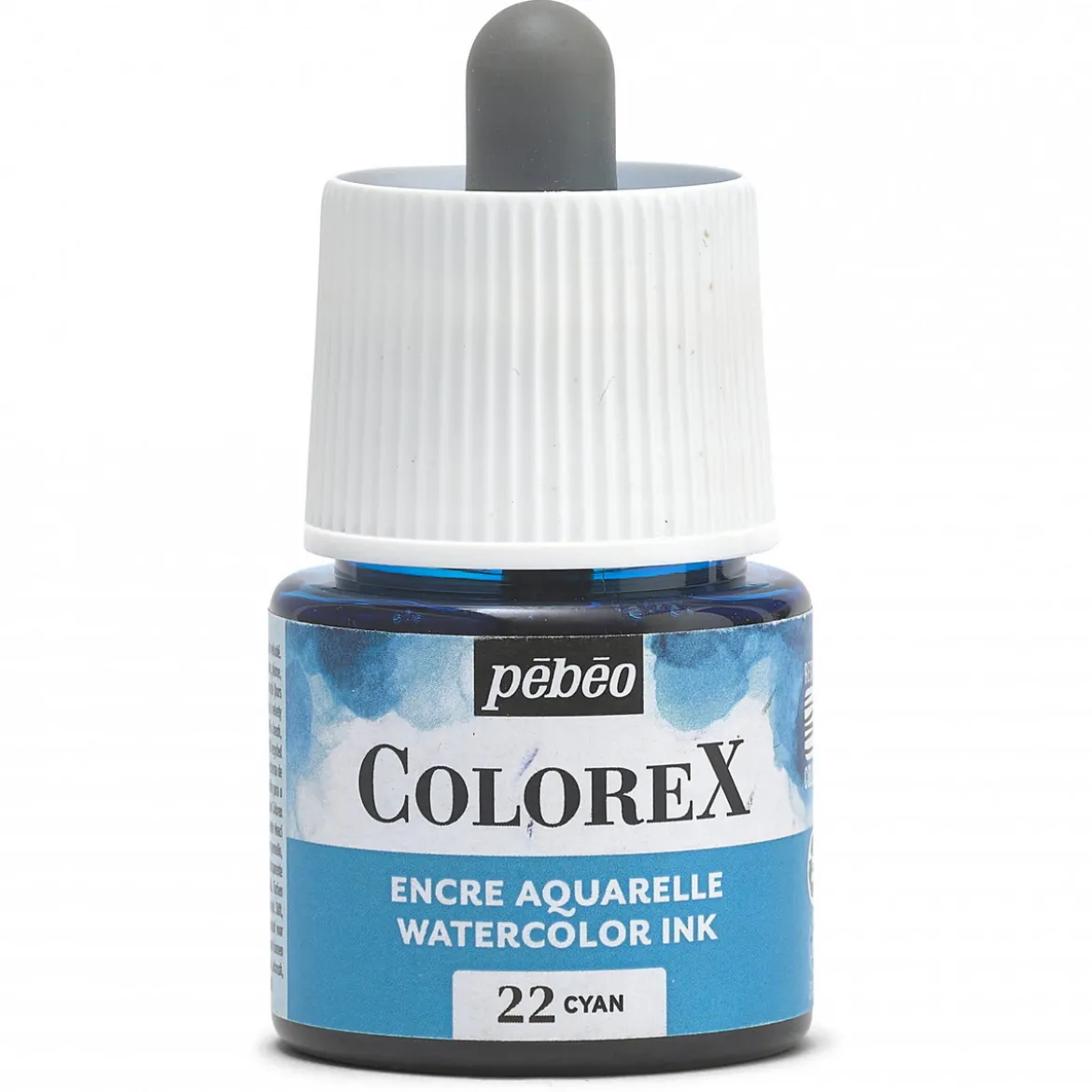 Colorex Watercolor Ink 45 ml Cyan – burk med akvarellbläck och pipett