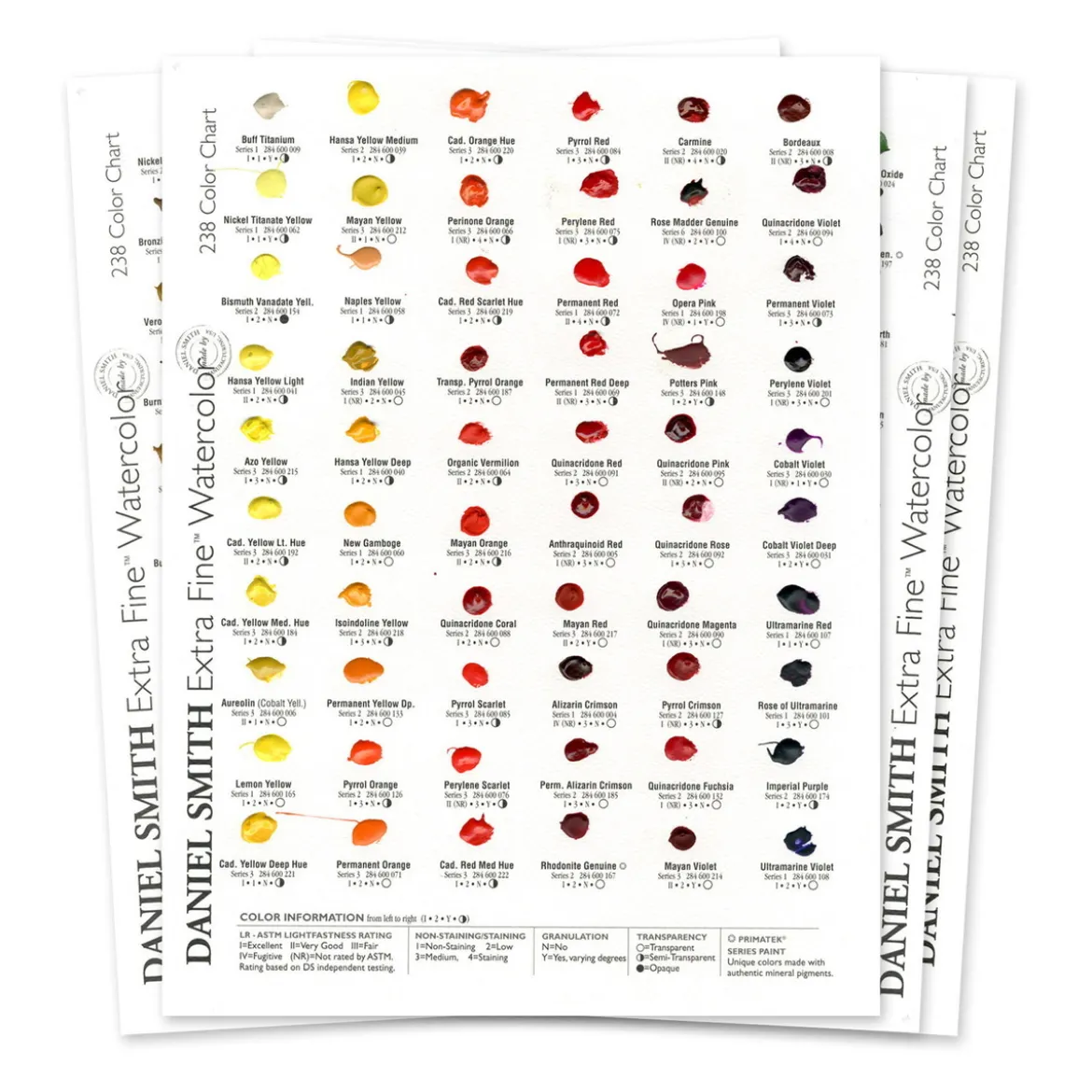 Daniel Smith prickkort – Watercolor Dot Card 238 – 4 ark med 238 kulörer att prova på