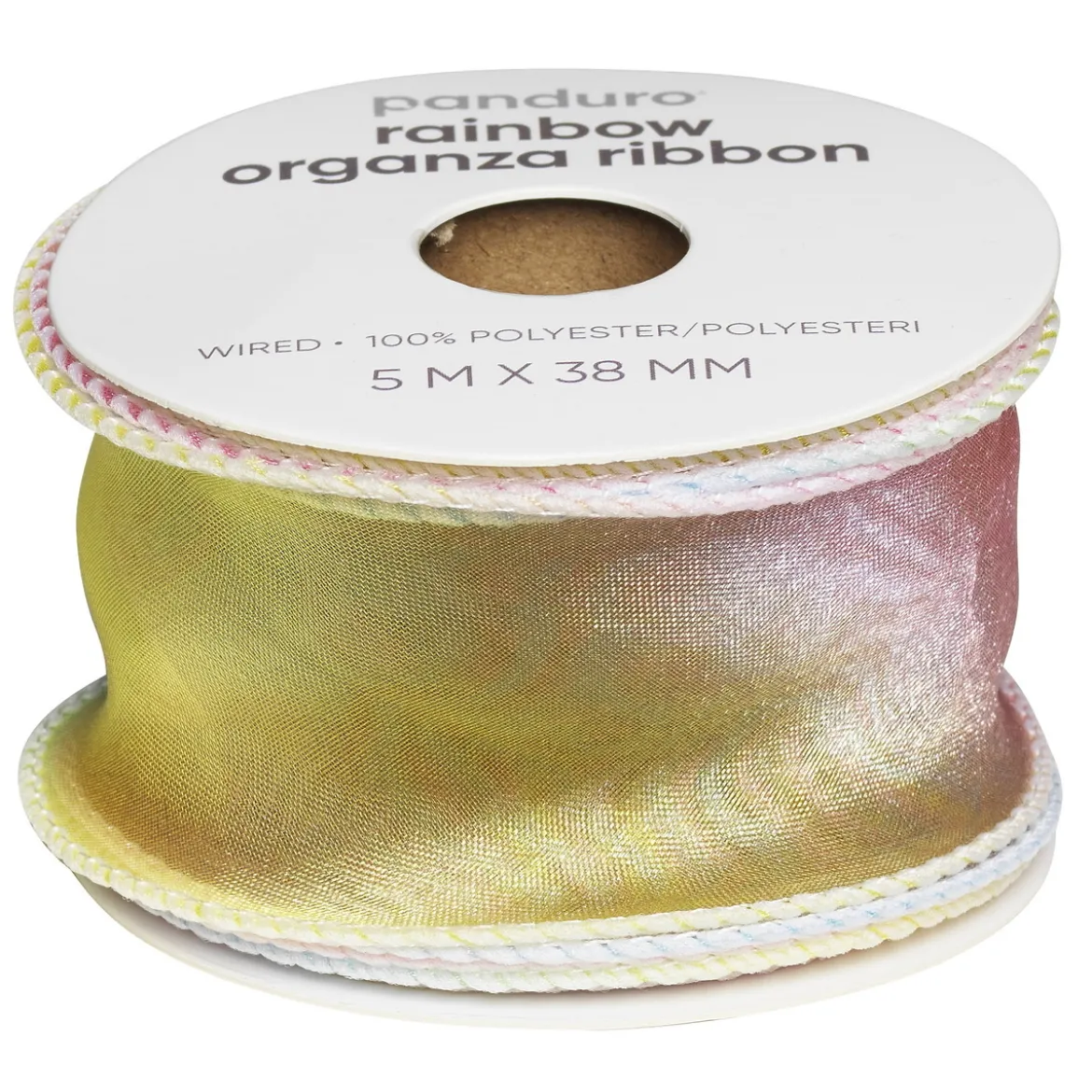 Dekorband organzaband rainbow 5 m långt, 38 mm brett