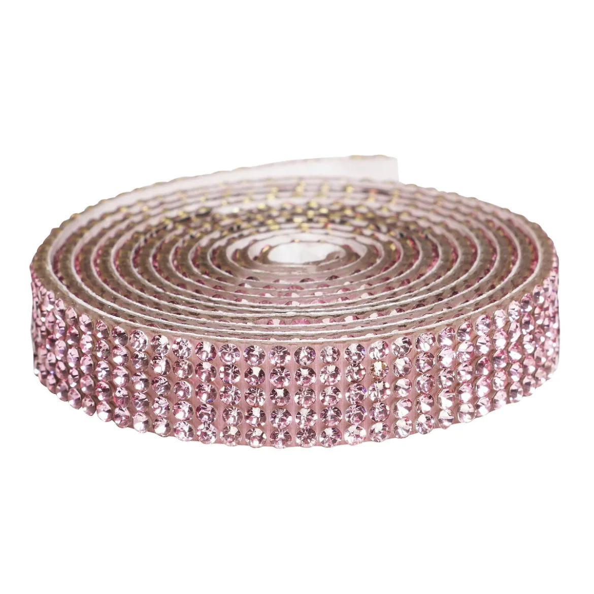 Dekorband självhäftande med strasstenar 1 meter×10 mm rosa