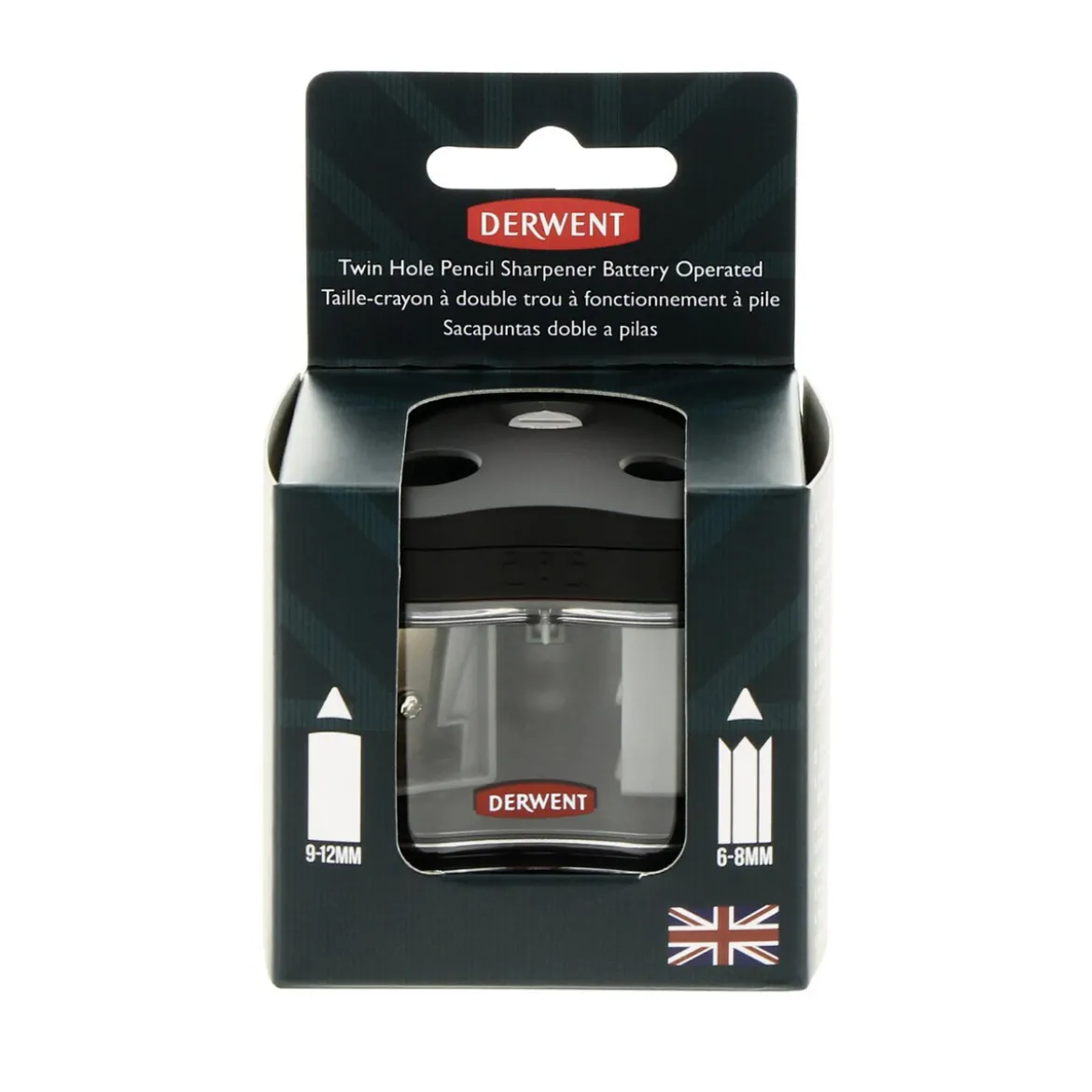 Derwent batteridriven pennvässare Twin Hole – normala pennor & jumbopennor, 4×AA