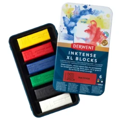 Derwent Inktense XL Blocks 6 – akvarellkritor i stort format, 60×20×20 mm st.