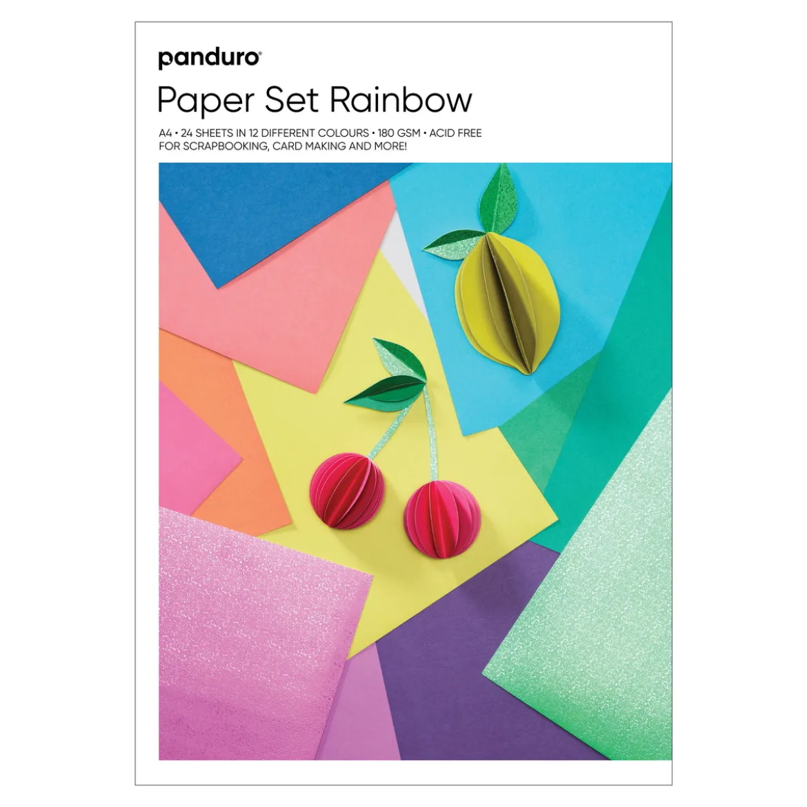 Designblock Rainbow A4, 24 ark, varav 4 med metallictryck, 180 g/m²