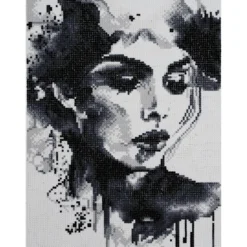 Diamond painting ansikte i svart & vit akvarellstil 30×40 cm