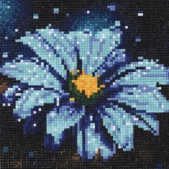 Diamond painting – 20×20 cm stort motiv med en ljuvligt blå prästkrage