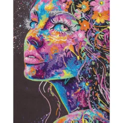 Diamond Painting kvinnoansikte, 30×40 cm väv + pärlor, silikon & pincett