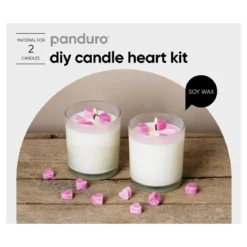Diy-kit candle heart – gjut 2 vackra ljus av sojavax med små hjärtan