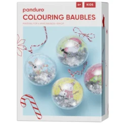 DIY-Kit Colouring Xmas Baubles – färglägg motiv och dekorera i 4 julkulor