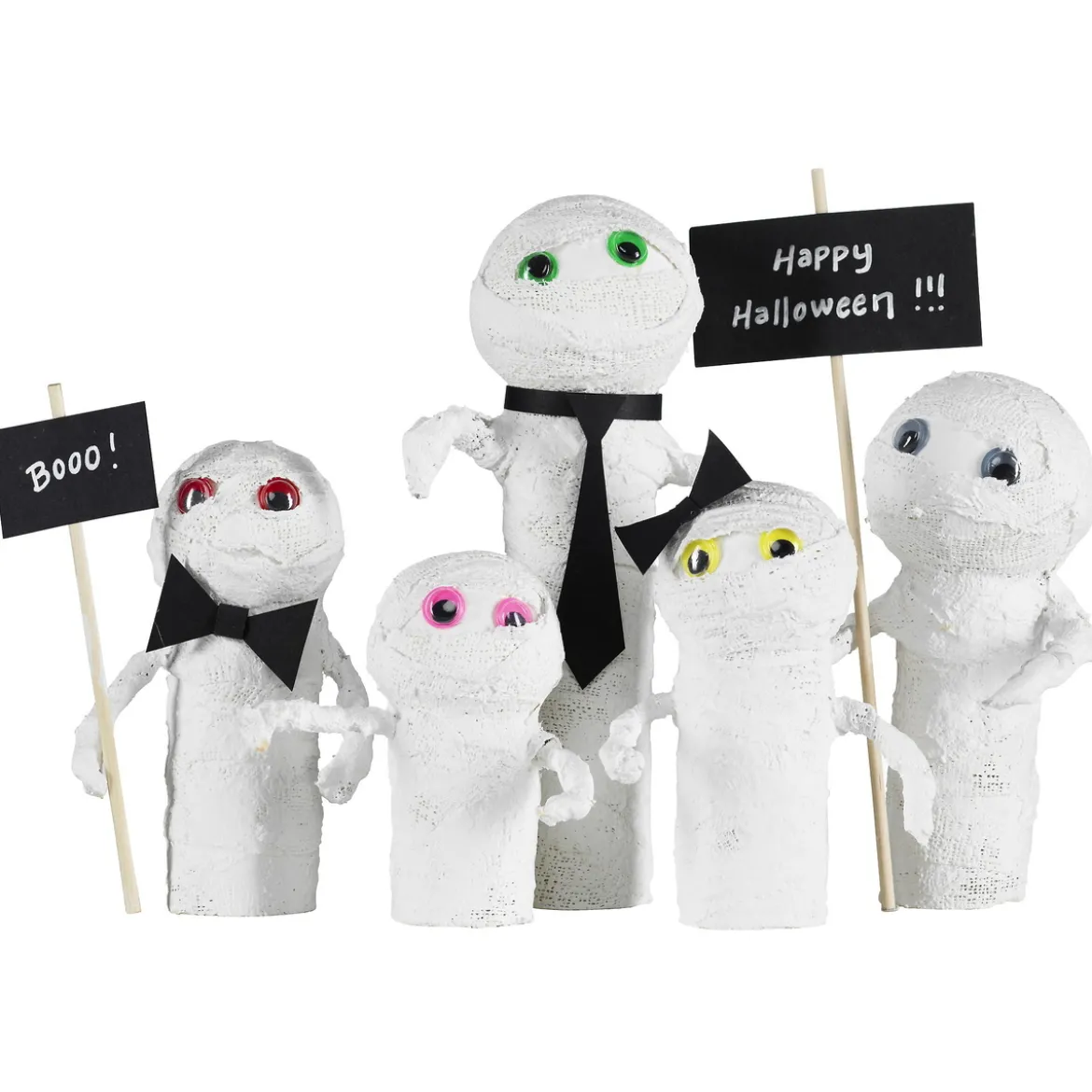 DIY-kit Mumiefamiljen, ett fasansfullt roligt halloween-pyssel