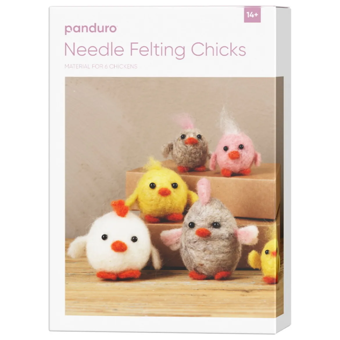 DIY-kit Needle Felting Chicks, påskpyssla 6 kycklingar med nålfiltning!