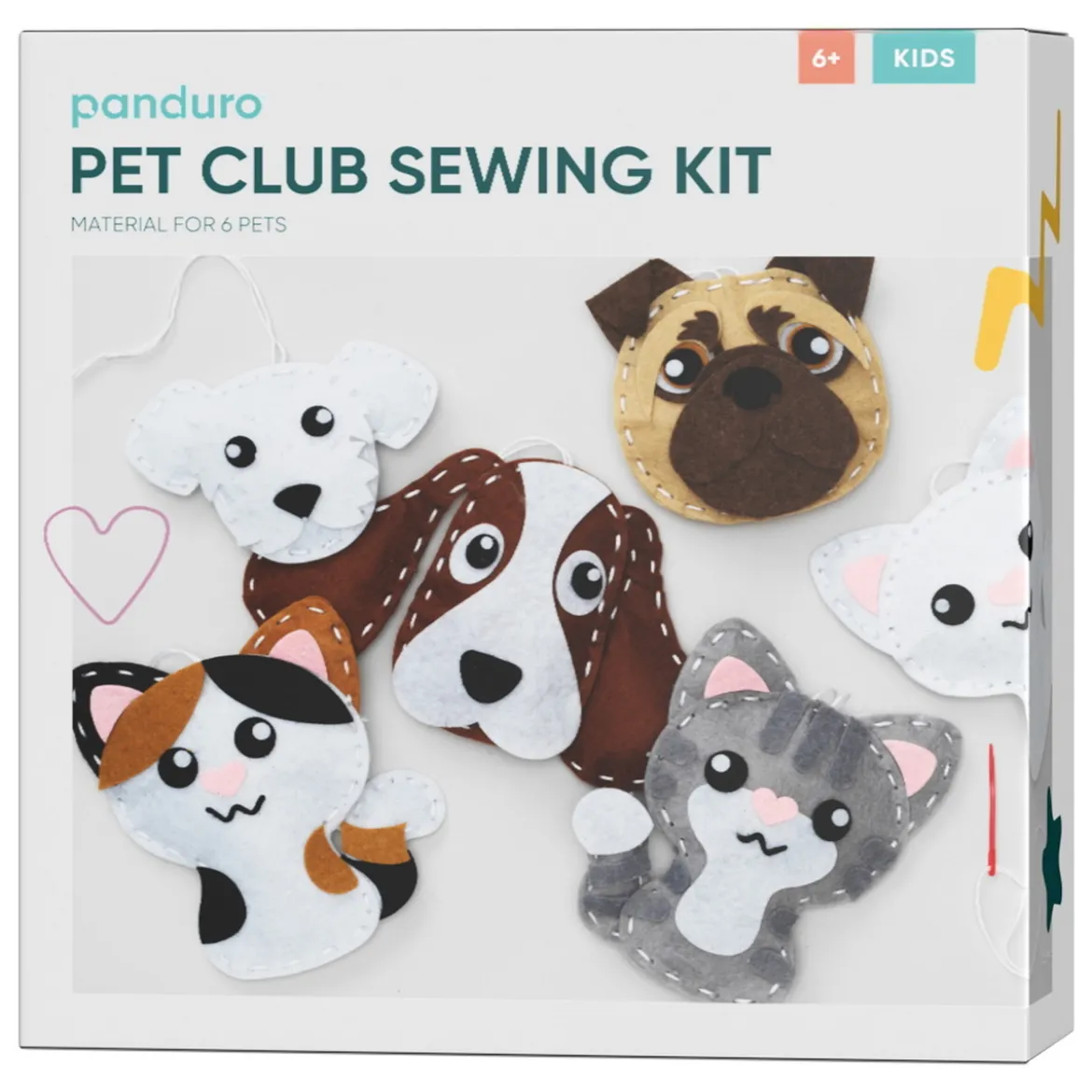 DIY-kit Pet Club – sy 6 st. kawaii katter och söta hundar av filt!